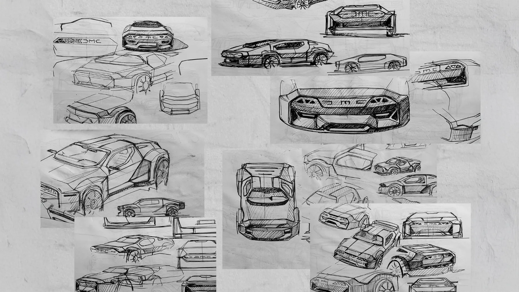 DeLorean car sketches